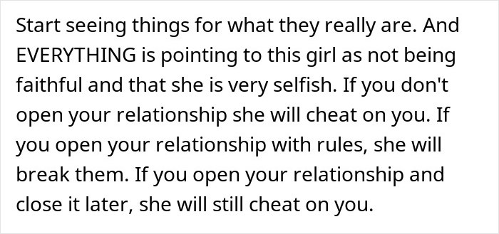 Text image showing a message about relationship trust issues that made a man rethink his fiancée’s unexpected request before the wedding.