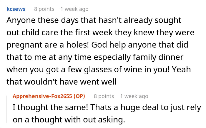 Comment discussing challenges of arranging babysitting without sacrificing personal hobbies or gym time.