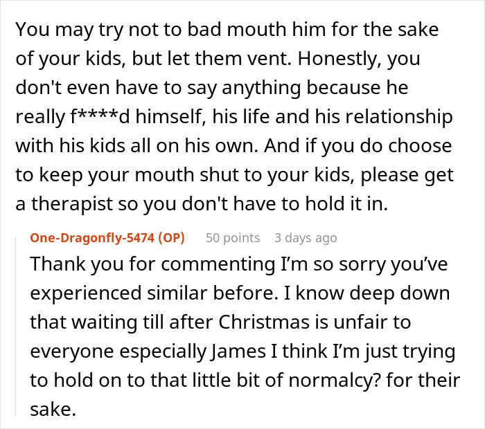 Text conversation about strained family relationships and seeking therapy after affair raises doubts over baby’s paternity. Text conversation about strained family relationships and seeking therapy after affair raises doubts over baby’s paternity.