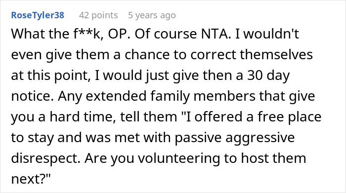 Screenshot of a Reddit comment about a woman helping her brother and his entitled wife, facing passive aggressive behavior.