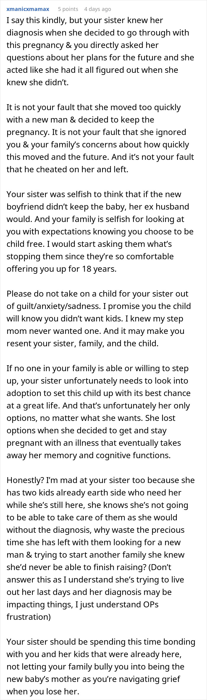 Childfree woman refuses responsibility for sister’s new baby, despite warning her not to have the child. Childfree woman refuses responsibility for sister’s new baby, despite warning her not to have the child.