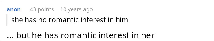 Screenshot of a forum comment explaining a man loses his girlfriend over a girl at work he has a crush on who is just being nice.