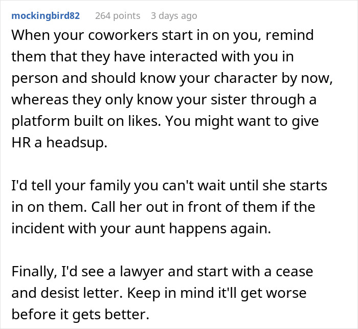 Text conversation advising on dealing with family drama over TikTok fame built on lies causing anger and distrust.