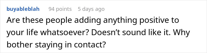 Comment discussing family conflict and disbelief surrounding a premature birth, mentioning evil moving into family.