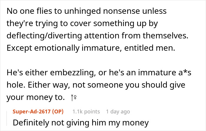 Screenshot of a comment accusing a shady fund manager of embezzling money and refusing to show receipts. Screenshot of a comment accusing a shady fund manager of embezzling money and refusing to show receipts.