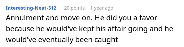 Comment on a forum about couple split at altar, expressing support after bride overhears groom's revelations about her.