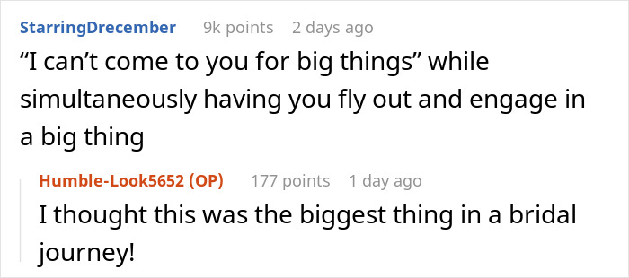 Screenshot of a conversation about a painful wedding dress shopping trip serving as a friendship wake-up call.