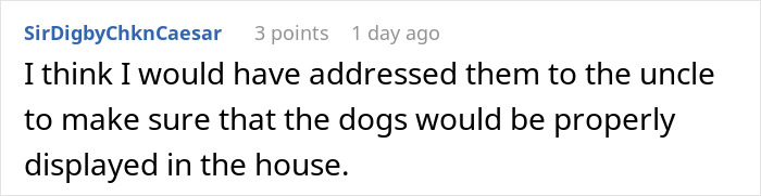 Comment on Reddit discussing rich aunt sneaking a cheap gift and dad's petty Christmas revenge in a family argument thread.