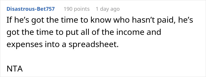Comment text discussing a shady fund manager not showing receipts and a woman refusing to pay more money. Comment text discussing a shady fund manager not showing receipts and a woman refusing to pay more money.