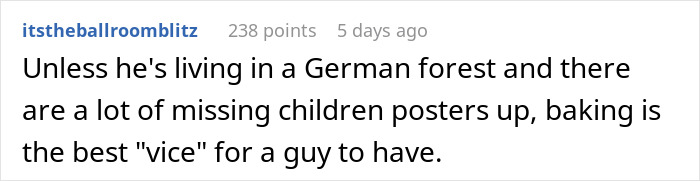 Comment about a woman ending her relationship due to her boyfriend’s strong passion for pastries. Comment about a woman ending her relationship due to her boyfriend’s strong passion for pastries.