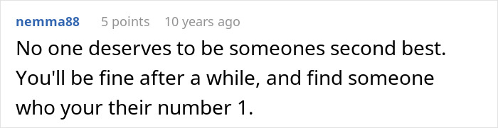 Screenshot of an online comment about losing a girlfriend over a crush on a nice girl at work.