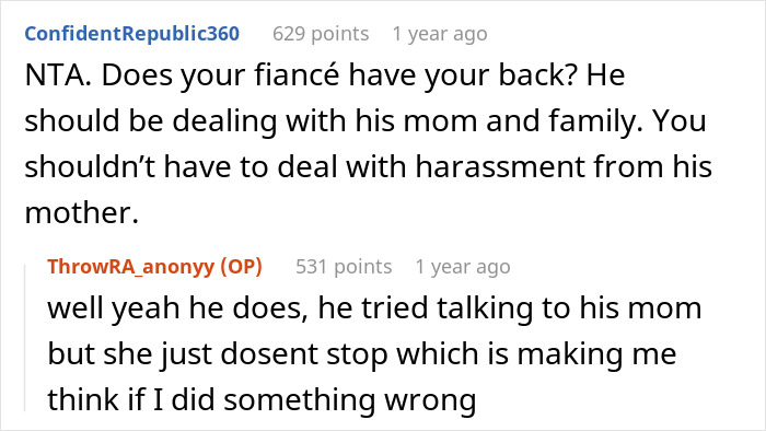 Comments discussing future in-laws demanding a prenup and the impact of the woman's wealthy family on the situation.