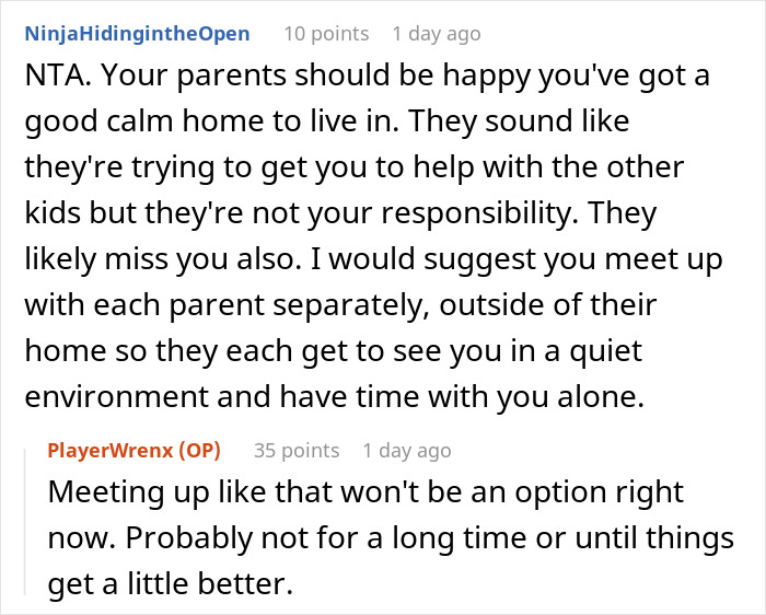 Exhausted Teen Reddit screenshot of comments about parents, autistic siblings' screaming and CPS involvement