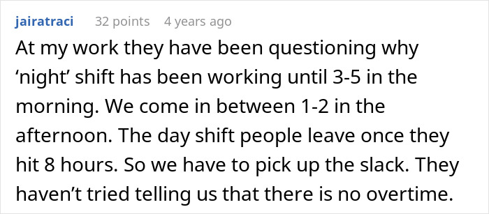 Comment about night shift working late at a coffee shop, showing conflict from manager forcing rules and backfire next day. Comment about night shift working late at a coffee shop, showing conflict from manager forcing rules and backfire next day.