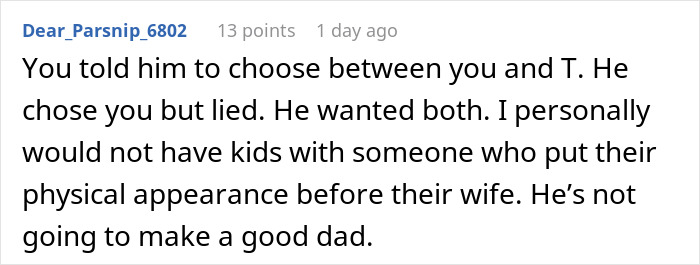 Reddit comment discussing a woman’s anger after exposing her husband’s lie risking their future child’s health. Reddit comment discussing a woman’s anger after exposing her husband’s lie risking their future child’s health.