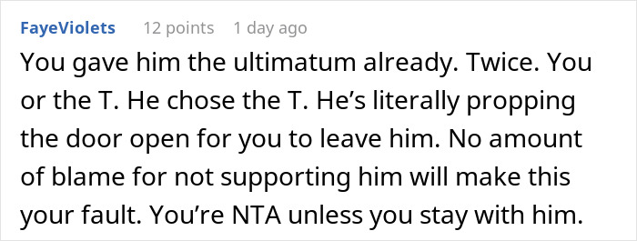 Screenshot of an online comment discussing a woman confronting her husband who risked their future child’s health. Screenshot of an online comment discussing a woman confronting her husband who risked their future child’s health.