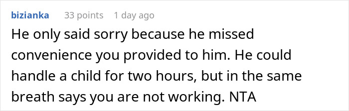 Screenshot of a comment discussing a stay-at-home-mom called lazy by her husband who dumps chores and childcare on her.