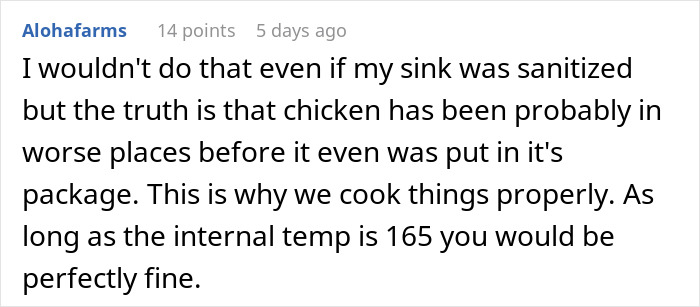 Comment about woman losing appetite after seeing how her mother-in-law prepares chicken, risking sickness. Comment about woman losing appetite after seeing how her mother-in-law prepares chicken, risking sickness.