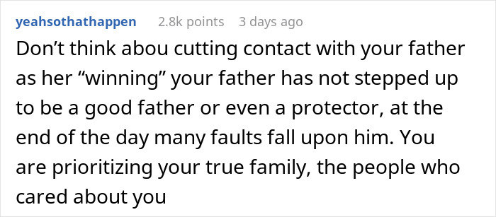 Comment about a teen questioning her stepmother's true colors and family loyalty in a heartfelt discussion. Comment about a teen questioning her stepmother's true colors and family loyalty in a heartfelt discussion.