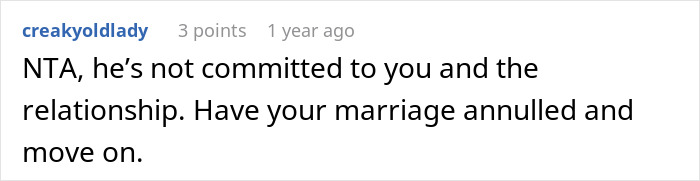 Comment on a forum about a couple splitting at the altar after the bride overhears shocking revelations from the groom.