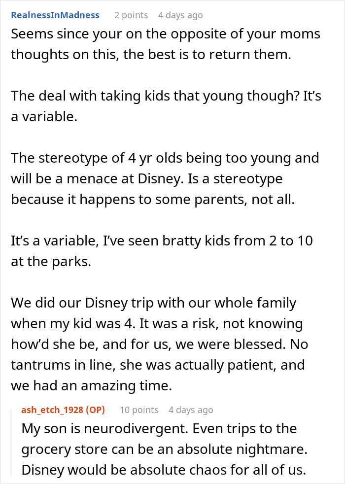 Reddit discussion about mom forcing Disney dream on family, daughter facing debt and guilt from the gift. Reddit discussion about mom forcing Disney dream on family, daughter facing debt and guilt from the gift.
