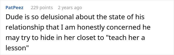 Screenshot of an online comment discussing a guy venting about his girlfriend wanting him to close her closet door. Screenshot of an online comment discussing a guy venting about his girlfriend wanting him to close her closet door.