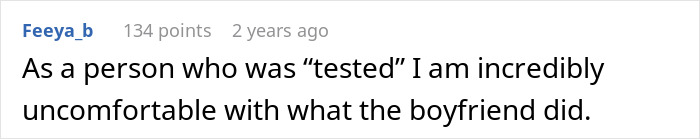 User comment expressing discomfort with boyfriend’s actions in a discussion about closing a closet door. User comment expressing discomfort with boyfriend’s actions in a discussion about closing a closet door.