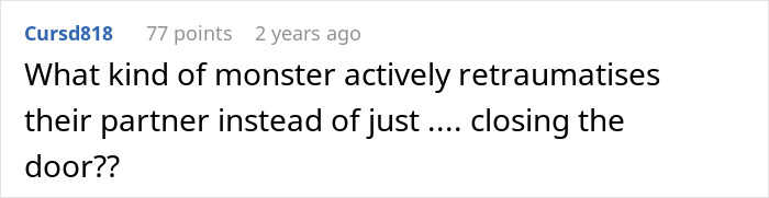 Screenshot of an online comment reacting to a guy venting about his girlfriend wanting him to close her closet door. Screenshot of an online comment reacting to a guy venting about his girlfriend wanting him to close her closet door.