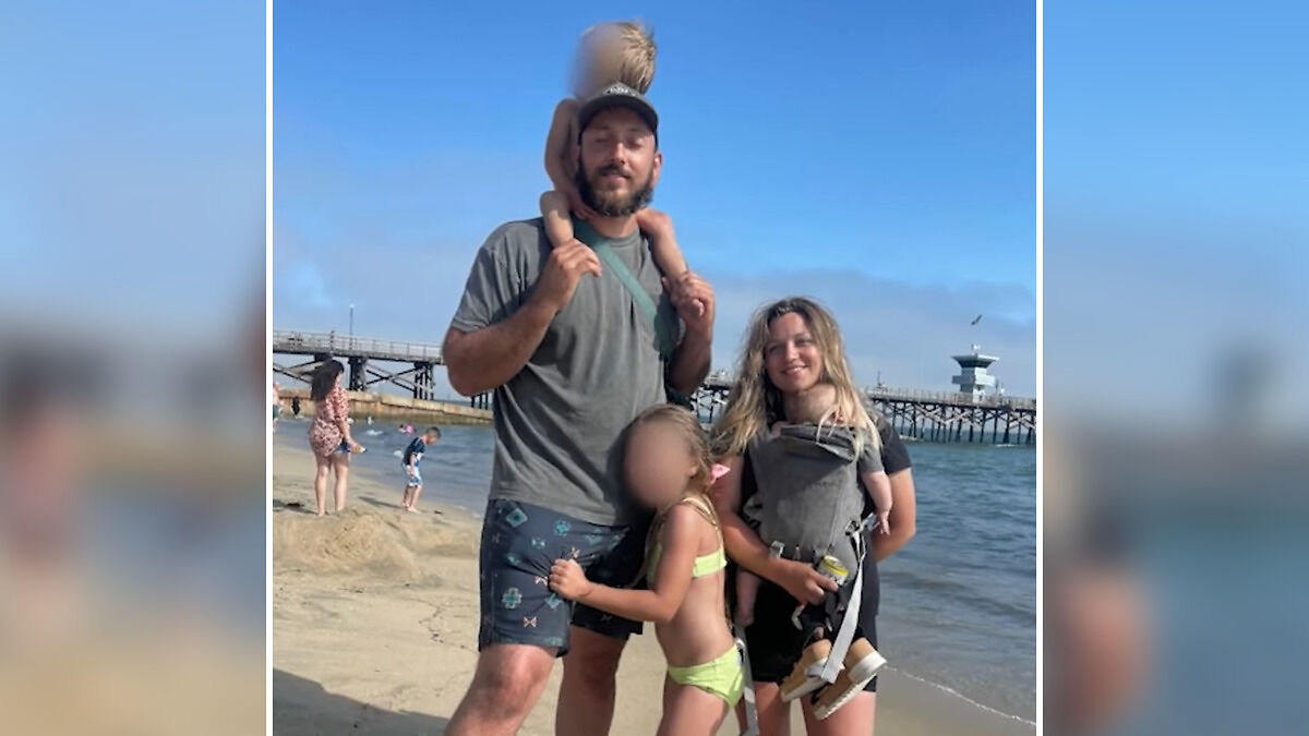 Family at the beach with children showing heartbreaking words after dadu2019s disturbing behavior on mountain trip