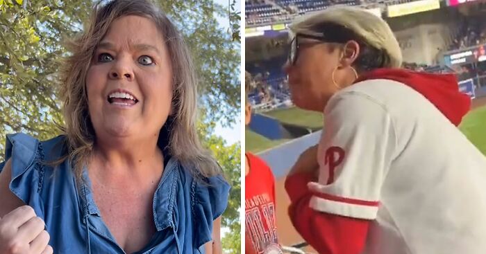 Two women acting aggressively in public settings, illustrating moments when being a Karen didn't go as planned in 2025.