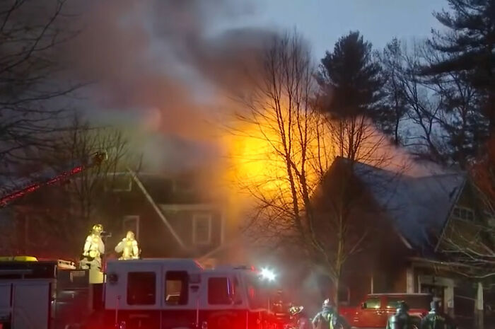 Firefighters responding to a large blaze at a multi-million dollar mansion during a tragic Christmas Eve accident. Firefighters responding to a large blaze at a multi-million dollar mansion during a tragic Christmas Eve accident.