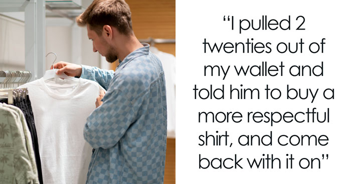 Guy Puts An Inappropriate Shirt As A Dare To Dinner With GF’s Parents, The Dad Doesn’t Let It Slide