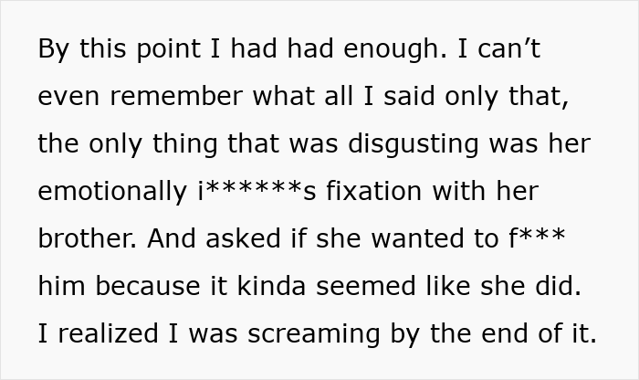 Text excerpt revealing emotional fixation on brother leading to family intervention and hospitalization of woman. Text excerpt revealing emotional fixation on brother leading to family intervention and hospitalization of woman.