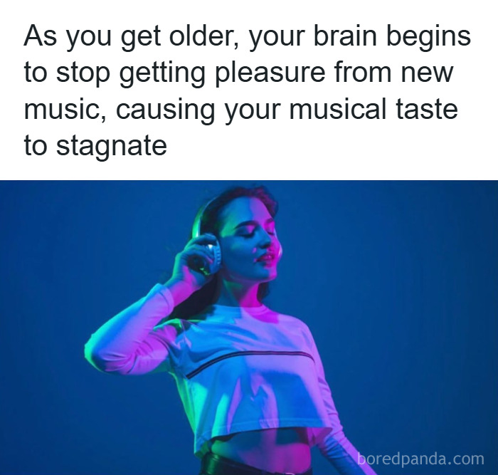 Young woman enjoying music with headphones illustrating fun and fascinating psychology facts about the brain and musical taste.