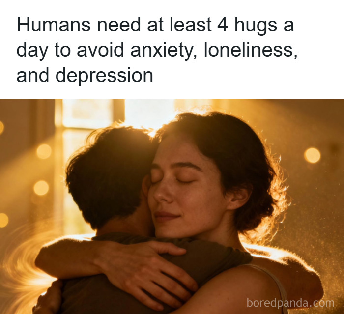 Couple sharing a warm hug in golden light, illustrating fun and fascinating psychology facts about human connection.