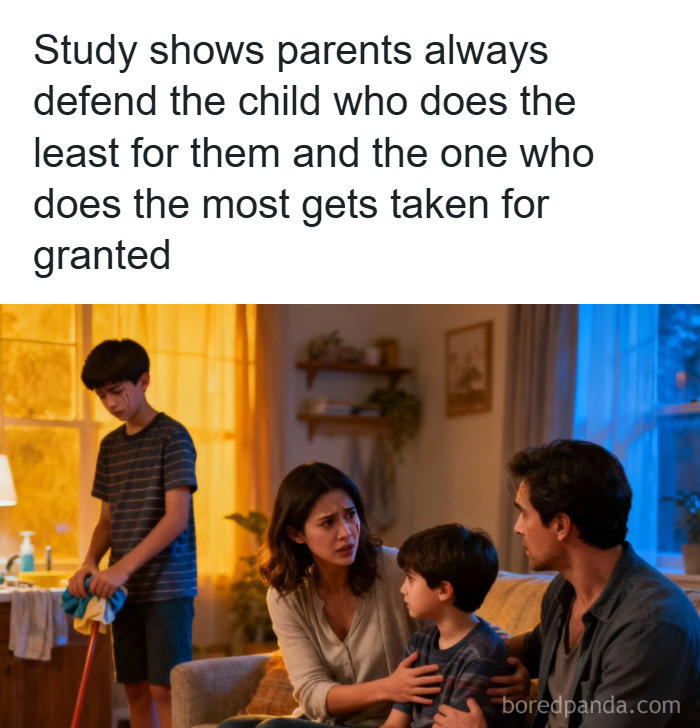 Family discussing parenting challenges at home, highlighting psychology facts about children's behavior and family dynamics.