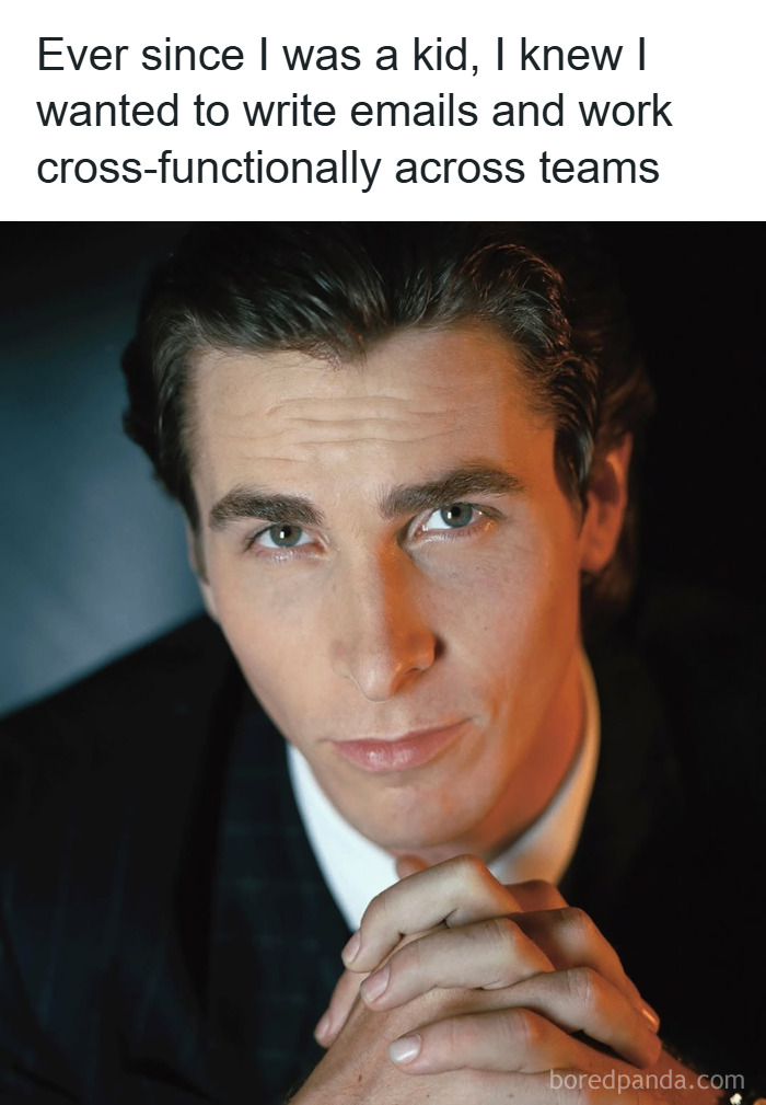 Man with a confident expression clasping hands, representing funny unhinged memes from grapejuiceboys.