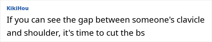 Text post by KikiHou with a message about body-shaming urging viewers to stop harmful behavior and focus on respect.