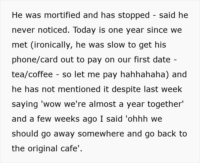 Alt text: Woman spoils boyfriend on birthday but feels uncomfortable receiving petrol money as a gift in their relationship. Alt text: Woman spoils boyfriend on birthday but feels uncomfortable receiving petrol money as a gift in their relationship.