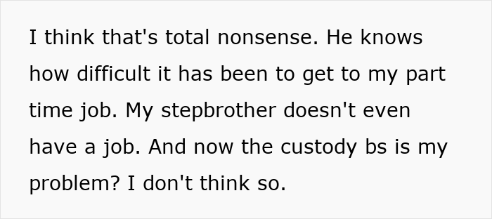 Text message expressing frustration about stepbrother receiving a car gift and feeling the teen only got a gift card. Text message expressing frustration about stepbrother receiving a car gift and feeling the teen only got a gift card.