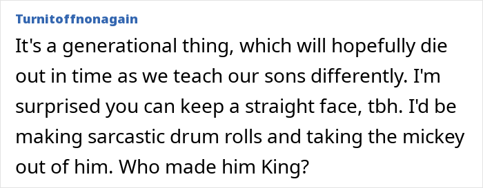 User comment calling out men who feel entitled to do nothing during Christmas, expressing frustration and sarcasm.