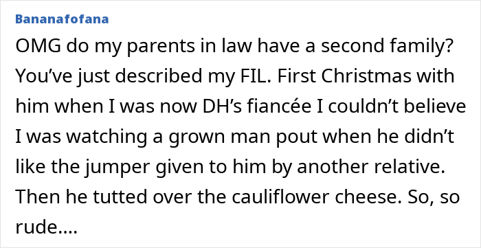 Screenshot of a forum comment discussing men who feel entitled to do nothing during Christmas and their rude behavior.