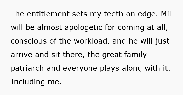 Woman calls out men feeling entitled to do nothing during Christmas while others manage holiday workload and family dynamics.