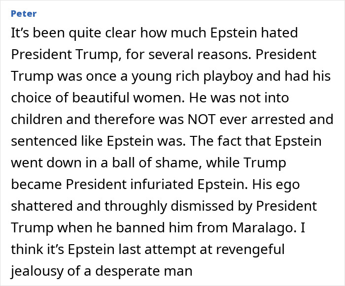 Alt text: Screenshot of online comment discussing Epstein file dump and its connection to troubling art and bizarre role-play costumes. Alt text: Screenshot of online comment discussing Epstein file dump and its connection to troubling art and bizarre role-play costumes.