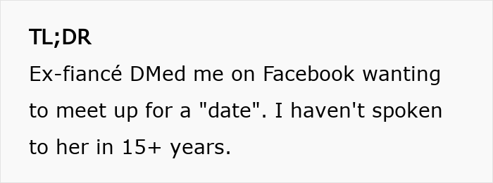 Man left without closure after fiancé disappears before wedding, reconnects via Facebook after 15 years. Man left without closure after fiancé disappears before wedding, reconnects via Facebook after 15 years.