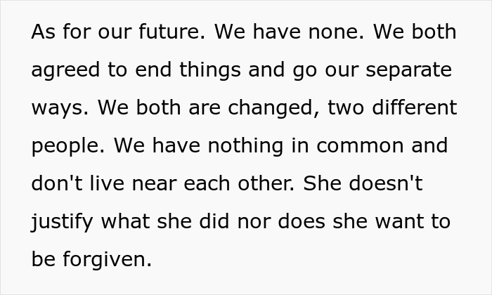 Text excerpt about man left without closure after fianc&eacute; disappears, reflecting on their ended future and changed lives.