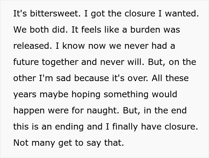 Text excerpt about a man left without closure after his fianc&eacute; disappears, then finally finding closure years later.