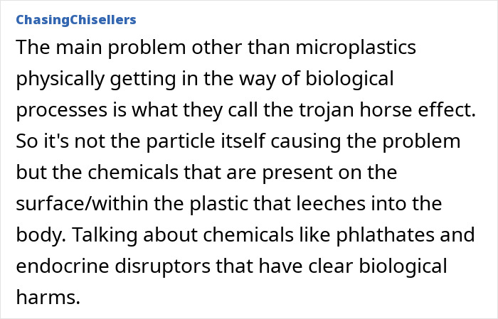 Comment discussing the impact of microplastics and chemicals like phthalates on biological processes and bone tissue. Comment discussing the impact of microplastics and chemicals like phthalates on biological processes and bone tissue.