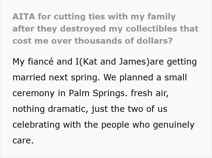 Man cuts off parents after their revenge disrupts his plans for a small wedding ceremony in Palm Springs.