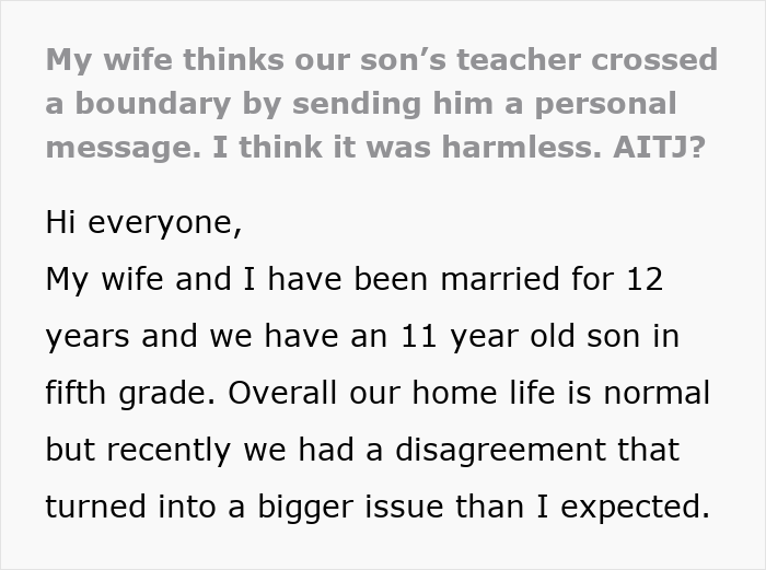 Mom angry over teacher's inappropriate note to son, while dad believes she is overreacting to the situation. Mom angry over teacher's inappropriate note to son, while dad believes she is overreacting to the situation.